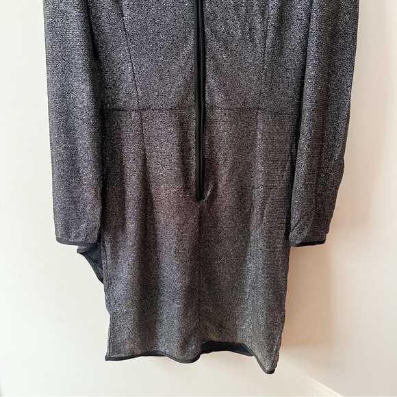 KOTON Shimmer Mini Dress Long Sleeve Party Cocktail Bodycon Black Silver M NWOT - Picture 12 of 12